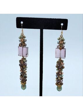 Crystal & Pearl Wire Wrapped Earrings #2052